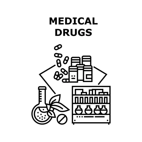 Medical Drugs Concetto vettoriale Illustrazione nera — Vettoriale Stock