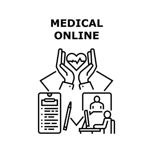 Medycyna Online Wektor Concept Czarna ilustracja — Wektor stockowy