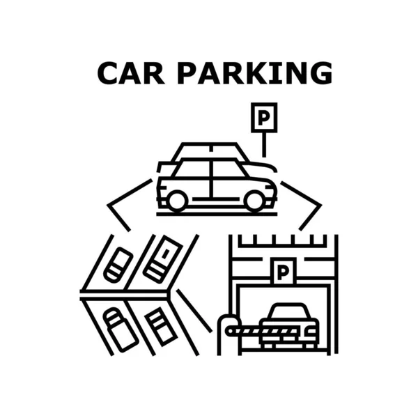 Parking samochodowy koncepcja kolor Ilustracja — Wektor stockowy