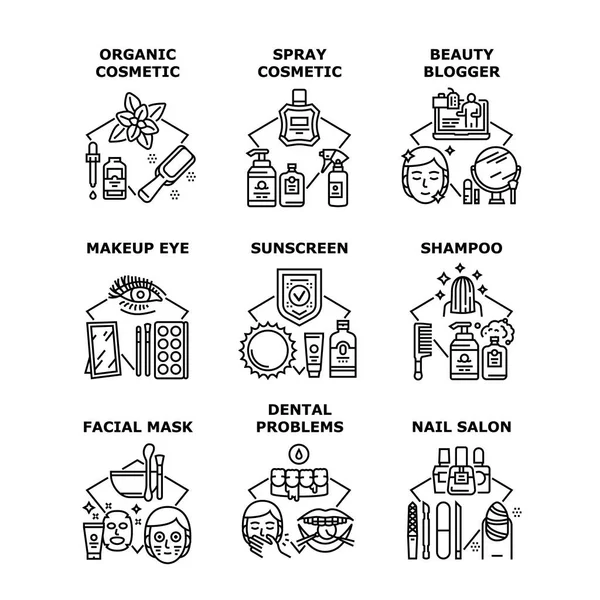 Kozmetik Makyaj Simge Vektör Resimlerini Ayarla