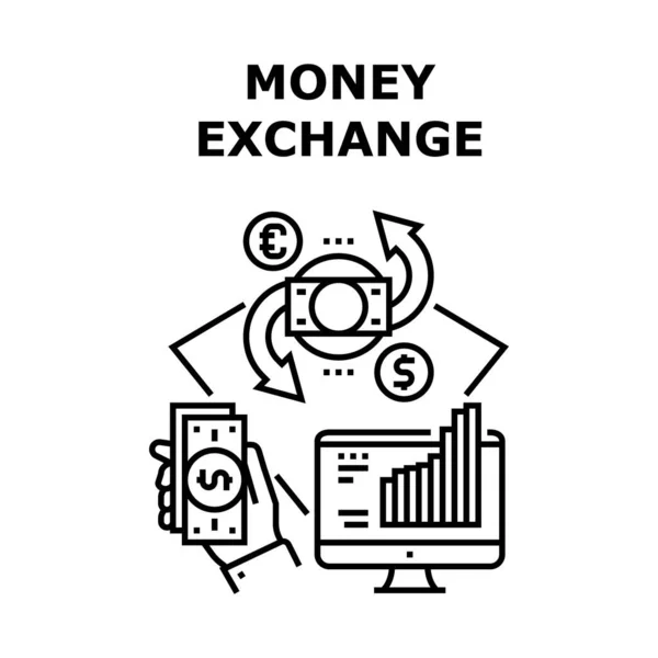 Money Exchange Concetto vettoriale Illustrazione di colore — Vettoriale Stock