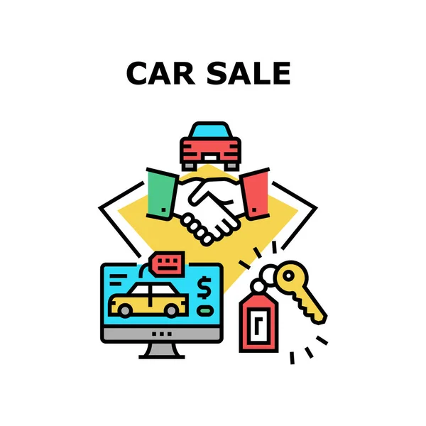 Vente de voiture Concessionnaire Concept Illustration de couleur — Image vectorielle