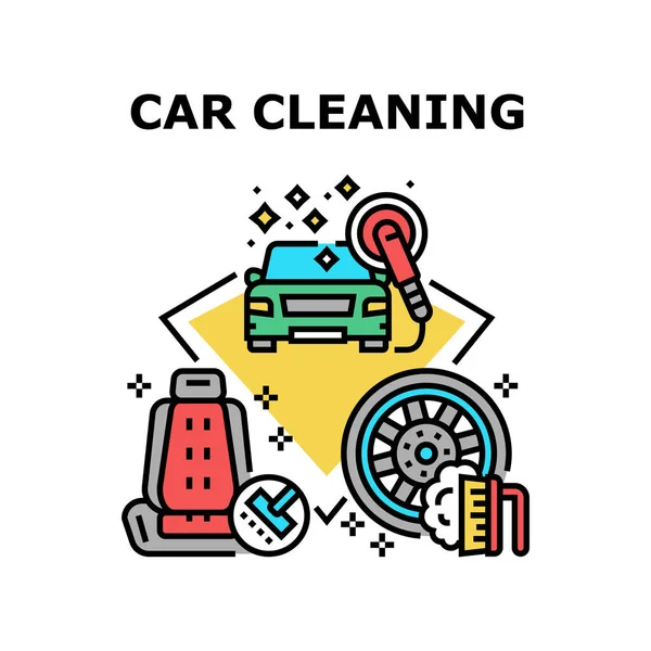 Car Cleaning Service Konzept Farbabbildung — Stockvektor