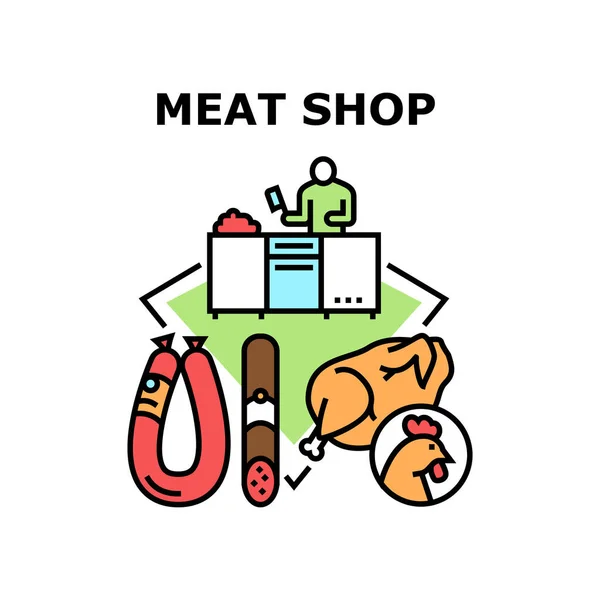 Meat Shop Market Vector Konzept Farbe Illustration — Stockvektor