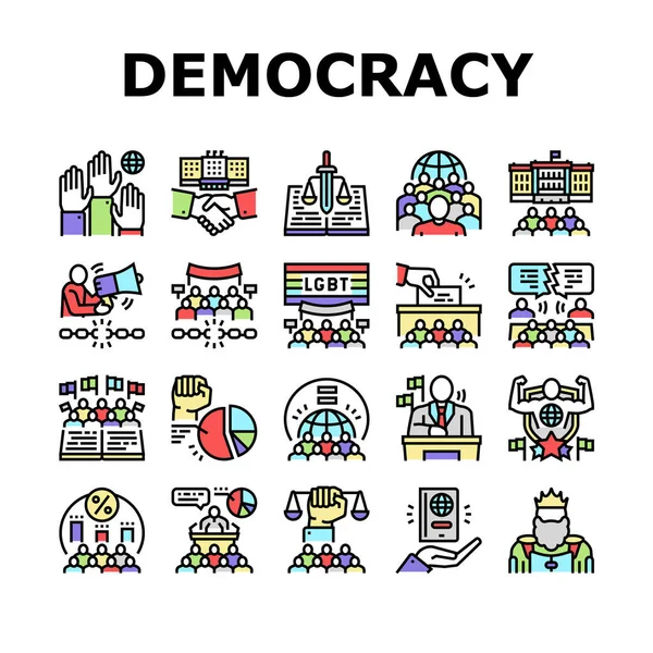 Democrazia Governo Icone politiche Set vettoriale — Vettoriale Stock