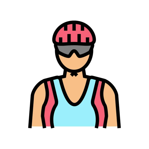 Жіночий велосипедист кольоровий значок Векторні ілюстрації — стоковий вектор