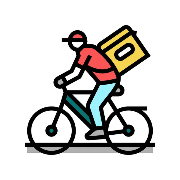 Entrega de bicicleta ícone de cor vetor ilustração — Vetor de Stock