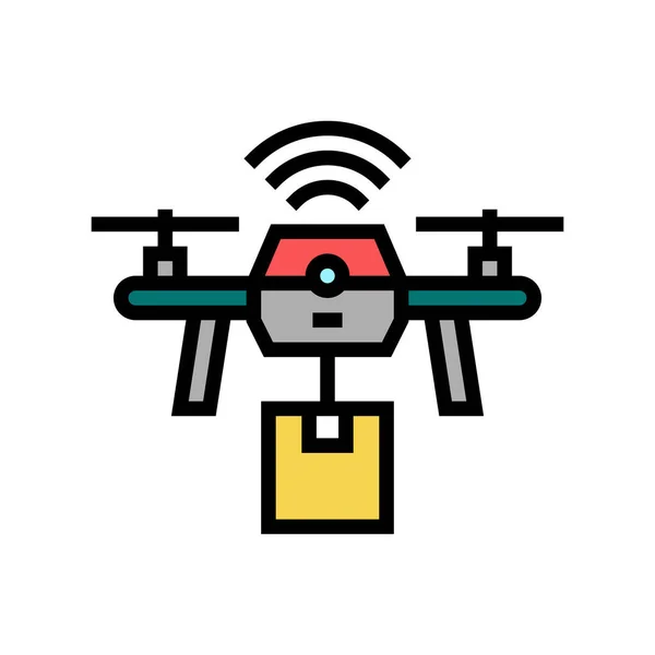 Drone entrega color icono vector ilustración — Vector de stock
