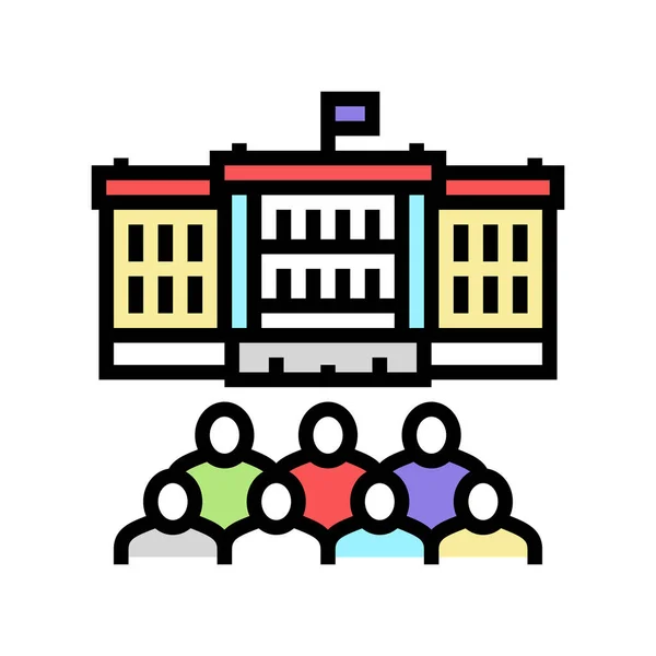 Governo edifício cor ícone vetor ilustração —  Vetores de Stock