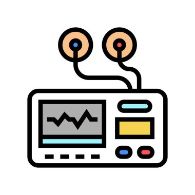 taşınabilir elektrokardiyogram renk vektör çizimi