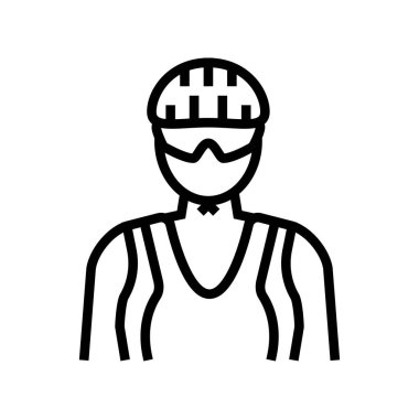 kadın bisikletçi çizgisi ikon vektör çizimi