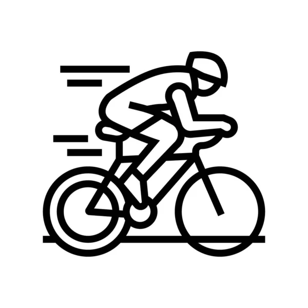 Deporte montar bicicleta línea icono vector ilustración — Vector de stock