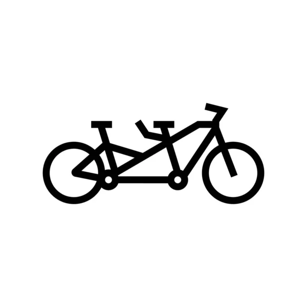 カップルラインアイコンのためのタンデム自転車ベクトルイラスト — ストックベクタ