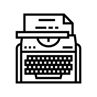 Daktilo ekipman satırı ikon vektör illüstrasyonu