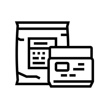 aljinat yüz maskesi paketleri çizgi vektör resimlemesi