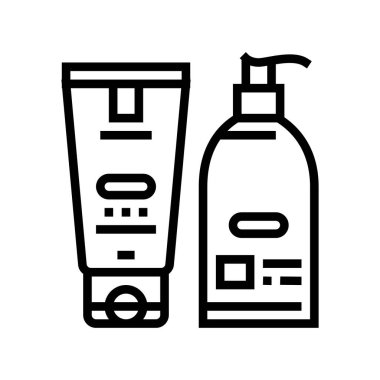 El kremi ve losyon ambalaj çizgisi vektör çizimi