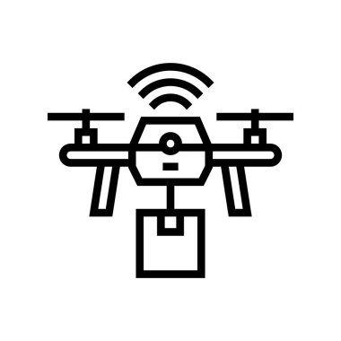 Drone dağıtım hattı ikon vektör illüstrasyonu