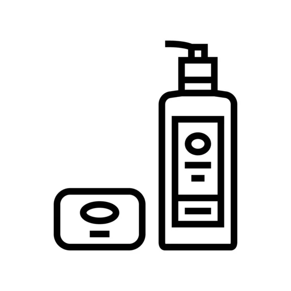 Soap and hand cleanser packaging line icon vector illustration — Stock Vector