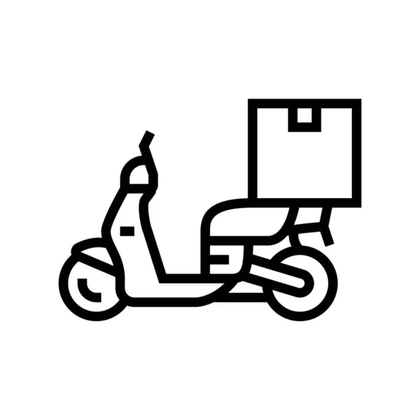 Ilustração de vetor de ícone de linha de entrega de moto — Vetor de Stock