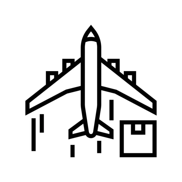 Vracht vliegtuig lijn pictogram vector illustratie — Stockvector