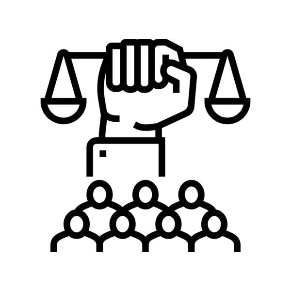 Línea de justicia social icono vector ilustración — Vector de stock