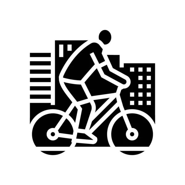 城市骑自行车图标矢量插图 — 图库矢量图片