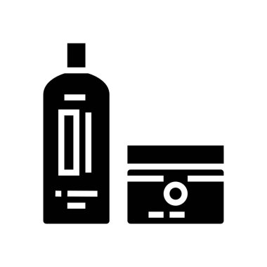 perma ve saç düzleştirici paketleri glyph vektör çizimi