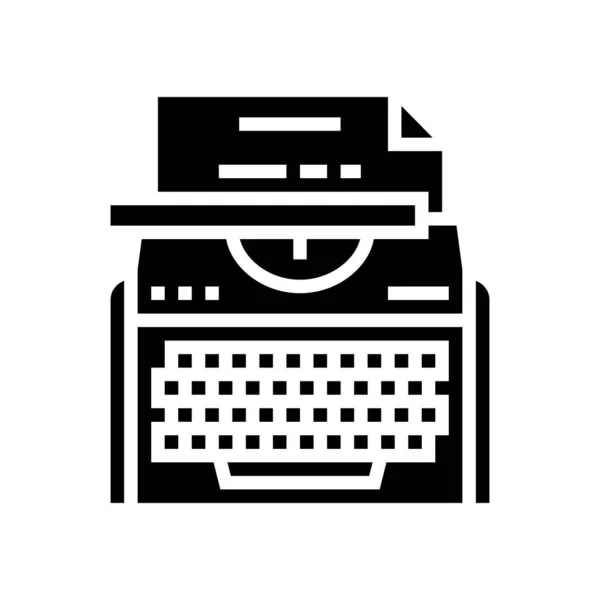 Macchina da scrivere attrezzature glifo icona vettoriale illustrazione — Vettoriale Stock