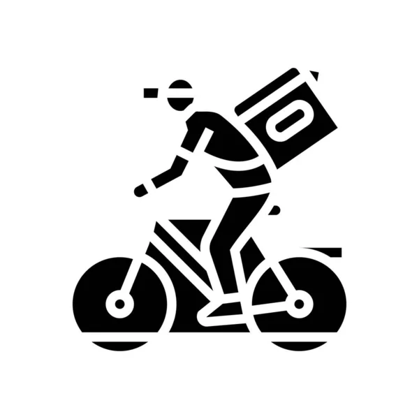 Bicicleta entrega glifo icono vector ilustración — Vector de stock