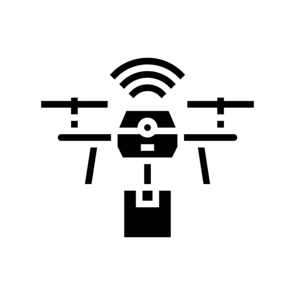 Drone entrega glifo icono vector ilustración — Vector de stock