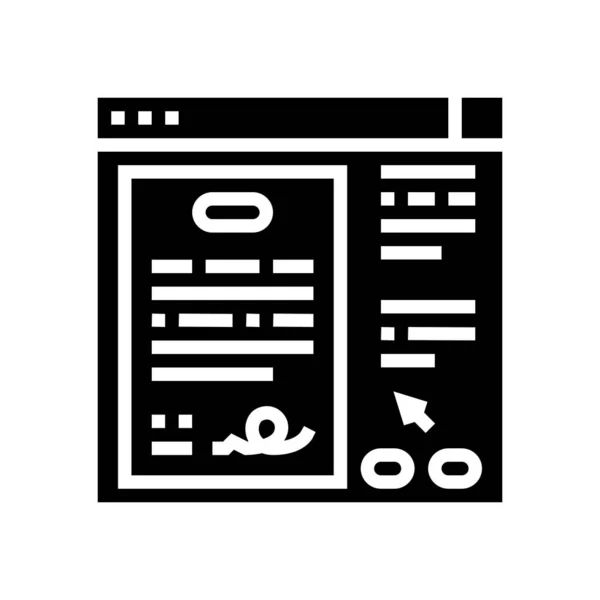Consentement du patient glyphe icône vectoriel illustration — Image vectorielle