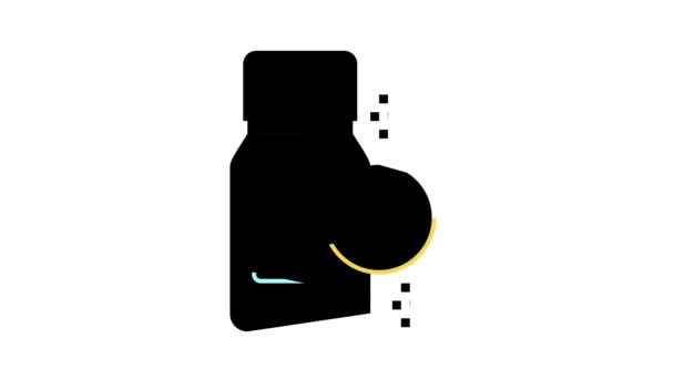 Probióticos Bacterias color icono de animación — Vídeo de stock