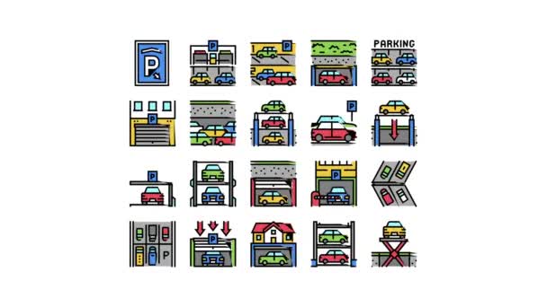 Underground Estacionamento cor ícone animação — Vídeo de Stock