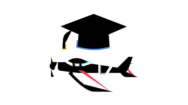 Flight School Educate kleur pictogram animatie — Stockvideo