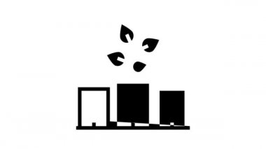 Kentsel Bahçe Çevre Siyah Çizgi Canlandırması