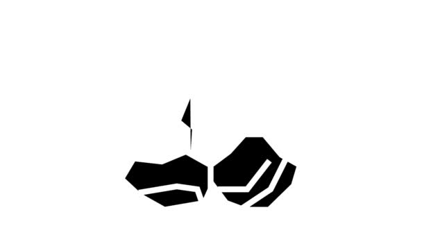 Verpletterde steen Mijnbouw glyph pictogram animatie — Stockvideo