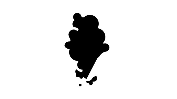 Fumo e nebbia vapore glyph icona animazione — Video Stock