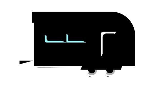 Camper trailer kleur pictogram animatie — Stockvideo