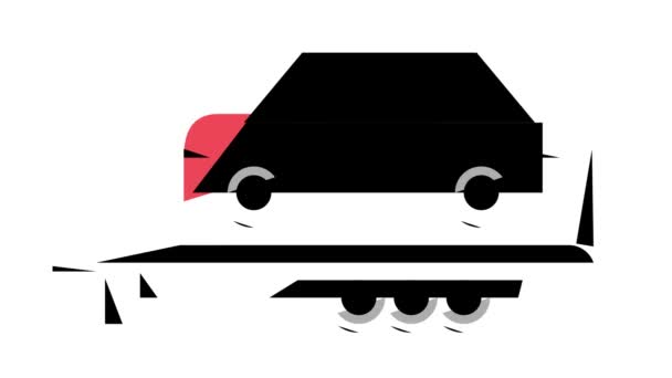 Trasporto auto rimorchio colore icona animazione — Video Stock