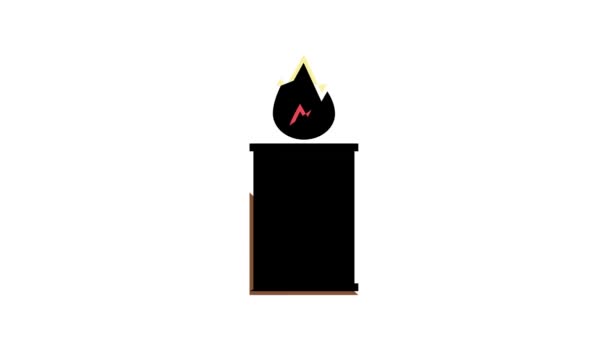 Burning fire in barrel color icon animation — Stock Video