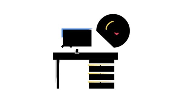 Lugar de trabajo mesa limpieza color icono animación — Vídeos de Stock