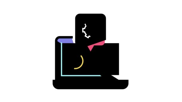 Laptop repair color icon animation — Stock Video