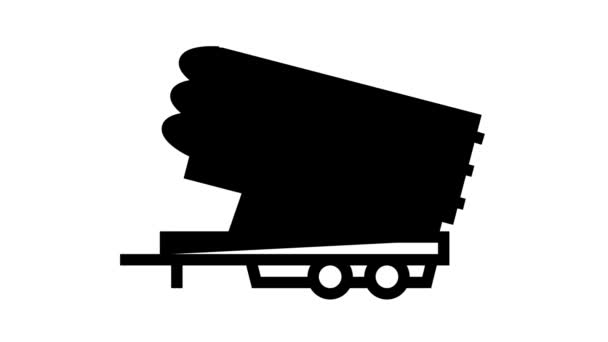 Raketen Transport Trailer Linie Ikone Animation — Stockvideo
