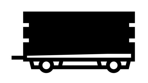Jordbruksprodukter transport släpvagn linje ikon animation — Stockvideo