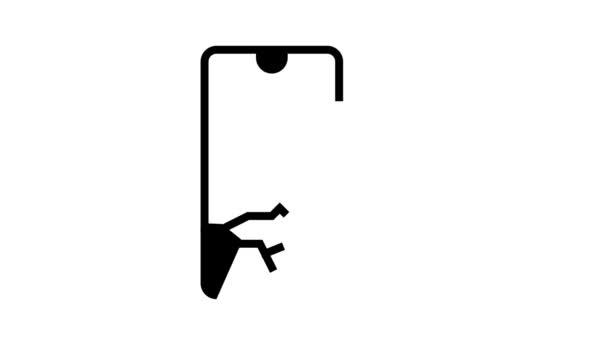 Crashed phone screen repair line icon animation — Stock Video