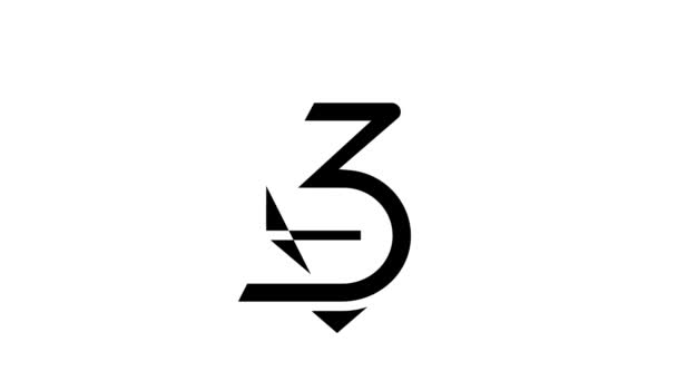 Animación icono de glifo de tres números — Vídeo de stock