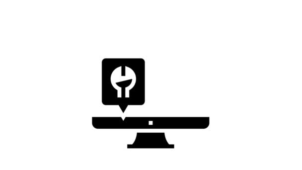 Computerdisplay repariert Glyphen-Icon-Animation — Stockvideo
