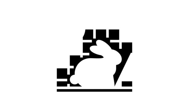 Stop rabbit in cage glyph icon animation — Stock Video