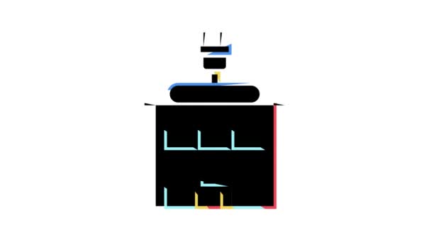 Elektronik butik byggnad färg ikon animation — Stockvideo