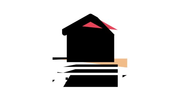 Haus Grundstein Farbe Symbol Animation — Stockvideo